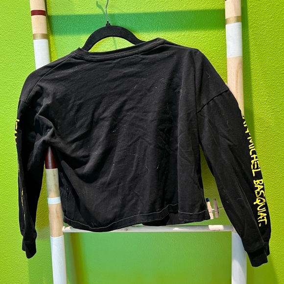 Black Long Sleeve Cropped Basquiat Shirt Forever 21 Kids 13/14 - Picture 2 of 2